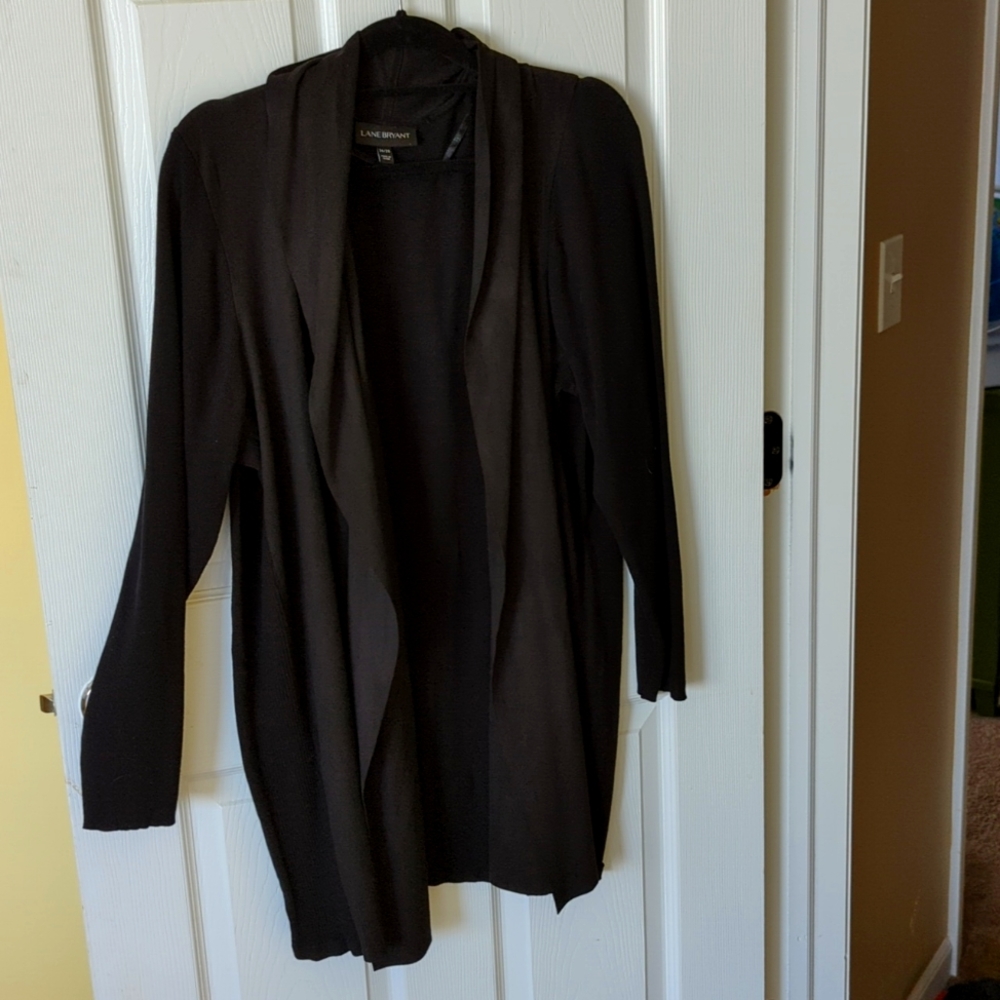 Lane Bryant mixed fabric black top